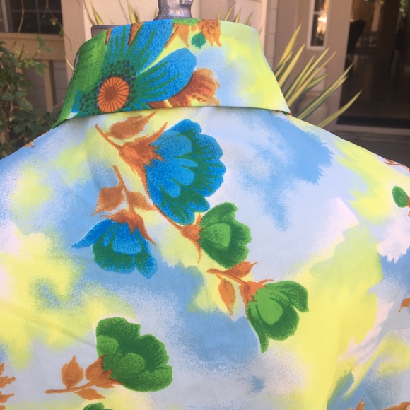 Vintage seventies polyester floral blouse size med - Picture 4 of 8